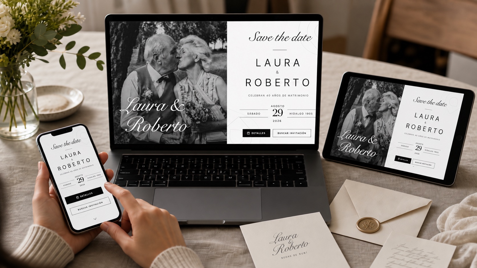 Evento e invitaciones en un escenario de uso real